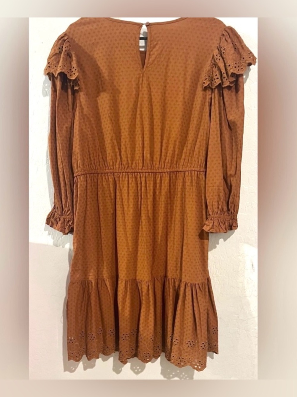 Universal Thread Rust Orange Ruffle Mini Dress Cottagecore Fall Boho- Size XL - Picture 3 of 4